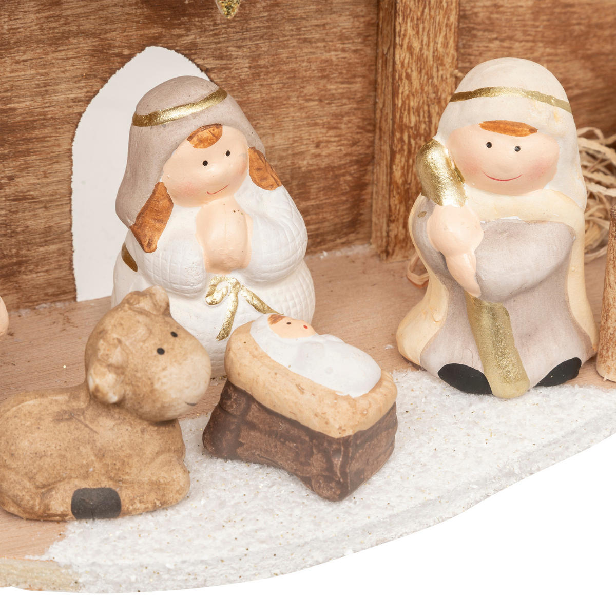 WEIHNACHTSKRIPPE 7 Figuren 33/16 cm - Multicolor, Holzwerkstoff (10.5/16/33cm) - Atmosphera Createur d´interieur