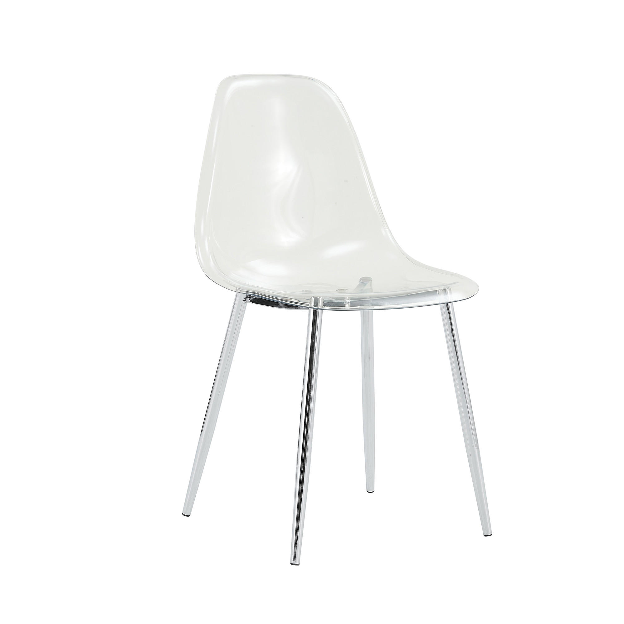 STUHL-SET DE-36594 4 Stück mit transparenter Sitzschale Silber - Silberfarben, Metall (45.7/83/44cm) - ComfortXL