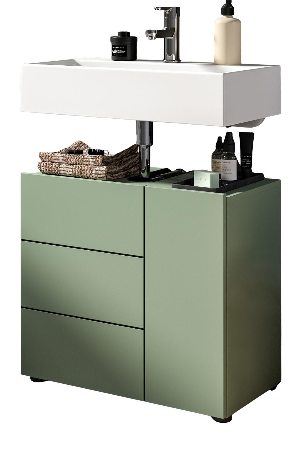 WASCHBECKENUNTERSCHRANK grün, Badezimmer Unterschrank 60 x 56 cm - Schwarz/Grün, Holzwerkstoff/Kunststoff (60/190/34cm) - Inn.Furn