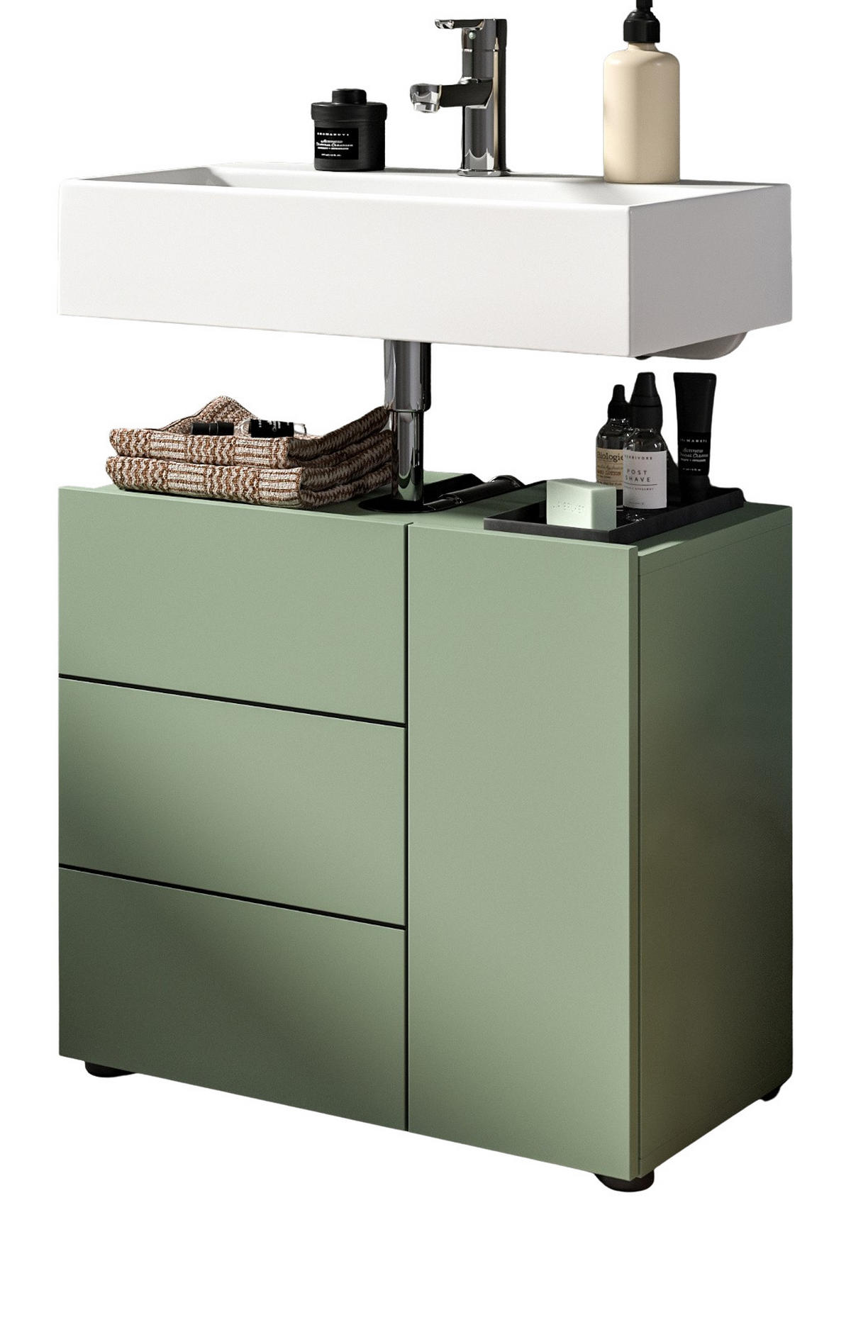 WASCHBECKENUNTERSCHRANK grün, Badezimmer Unterschrank 60 x 56 cm - Schwarz/Grün, Holzwerkstoff/Kunststoff (60/190/34cm) - Inn.Furn