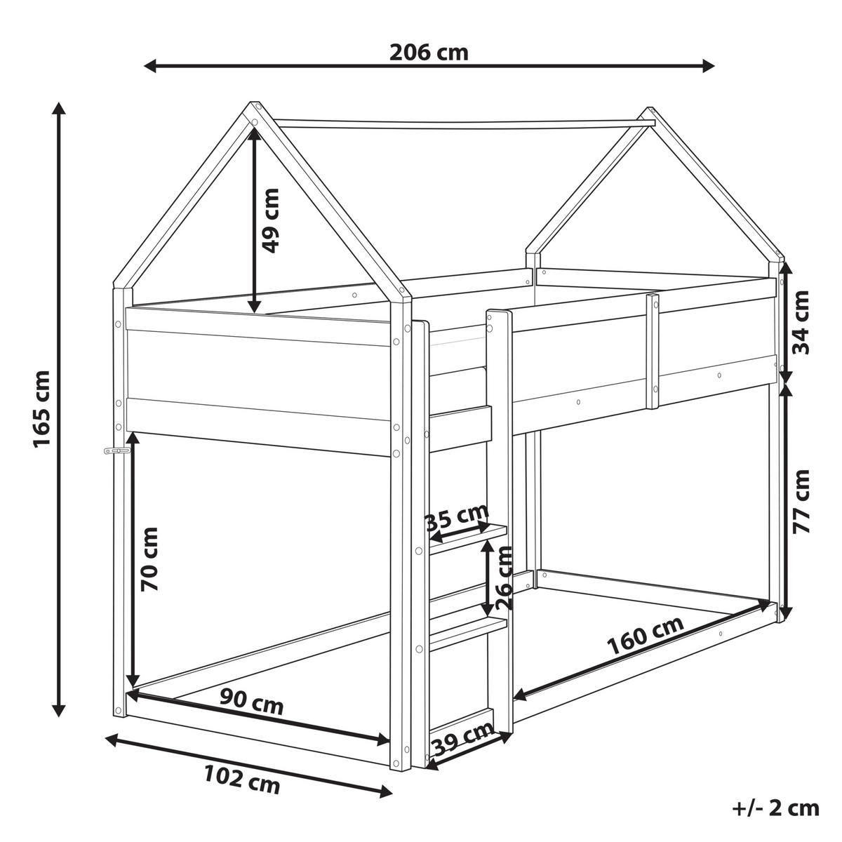 HALBHOCHBETT 90x200 cm Grau Dienne - Grau, Holz (90/200cm) - Beliani