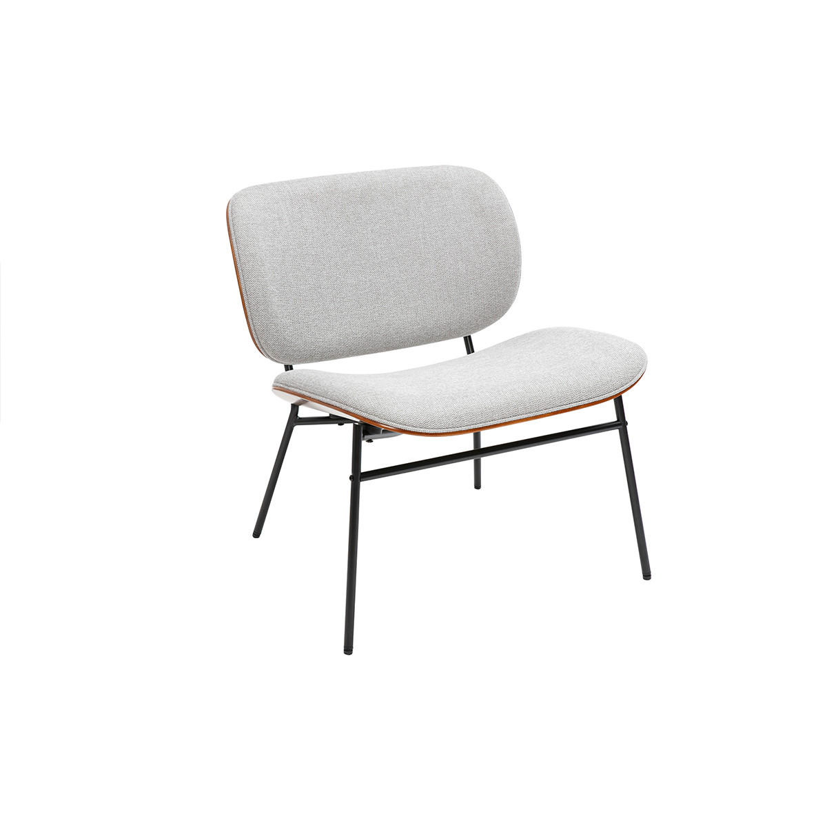 SESSEL Stoff Samt Struktur Grau Metall Schwarz SHELBY - Grau, Textil (67/68/61cm) - Miliboo