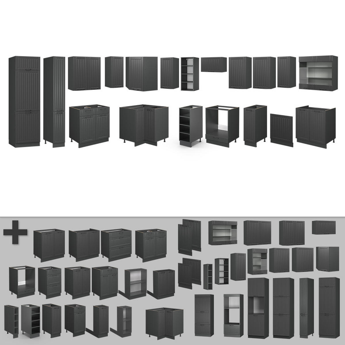 Dunkelgrau/Anthrazit, Holzwerkstoff (347/81.6/60cm) - Vicco