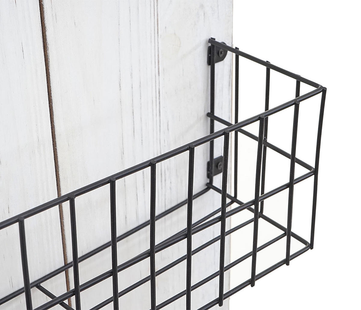 WANDREGAL MASSIVHOLZ SHABBY Weiß, Schwarz - Schwarz/Weiß, Holz (40/70/10cm) - MCW
