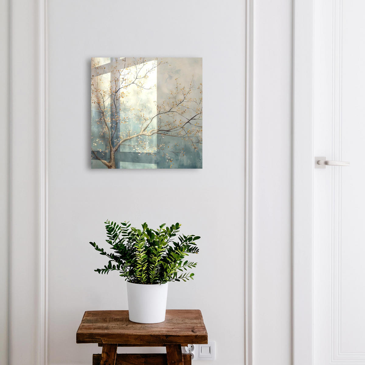 SCHLÜSSELBOX Weiß 30x30 cm – Türöffnung nach rechts - Entspannung in der Natur - Blau, Metall (30/30/5cm) - TULUP