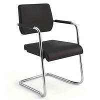 BESUCHERSTUHL V1207 Echtleder Schwarz - ergonomisch, 150 kg belastbar - Schwarz, Leder/Kunststoff (55/86/55cm) - Versee