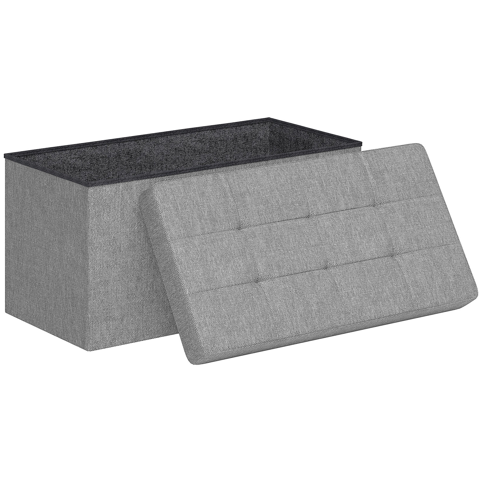 TRUHENBANK DE-16386 klappbar mit Stauraum und Deckel Hellgrau - Hellgrau, Textil (76/38/38cm) - ComfortXL