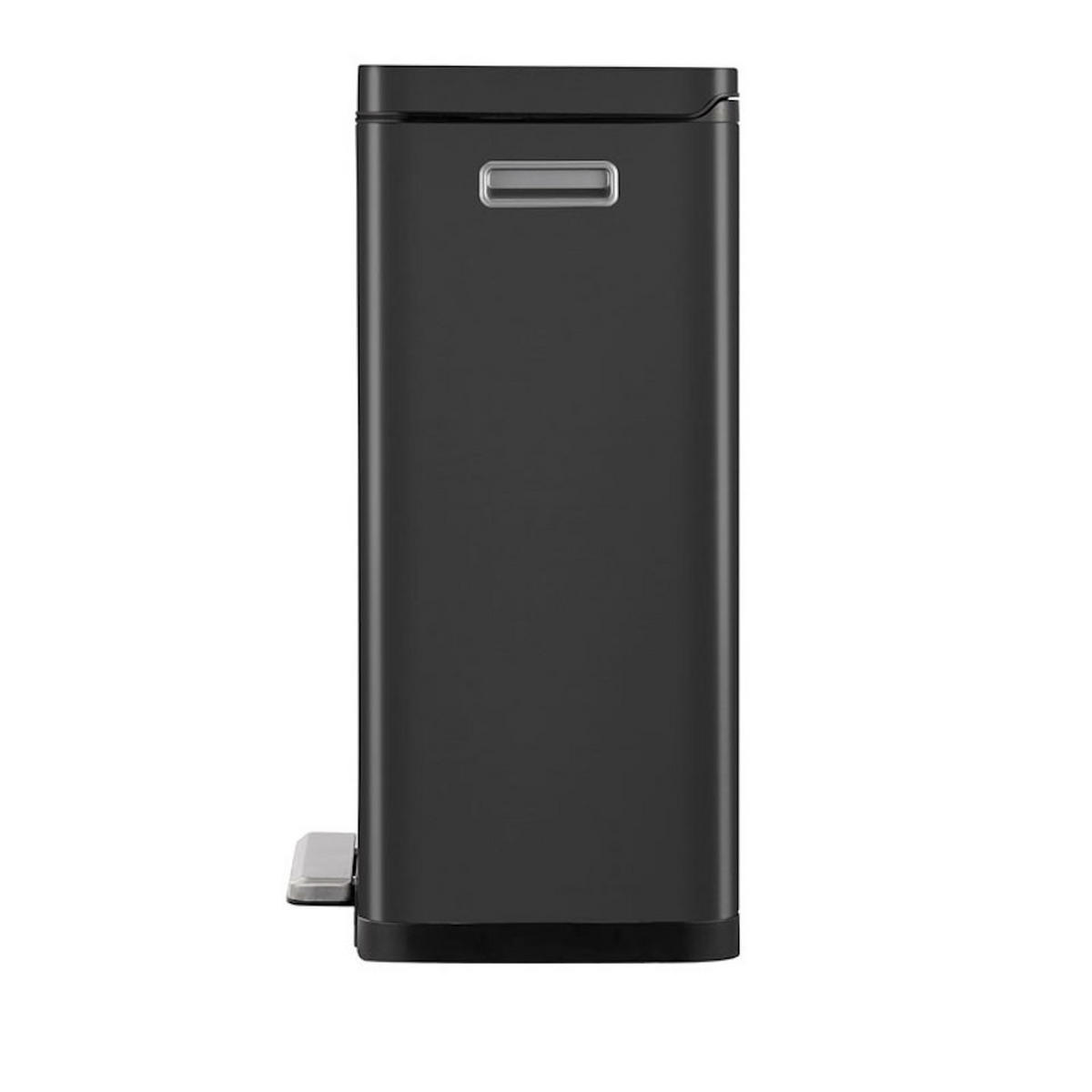 MÜLLEIMER Stilvoller Rechteckiger Mit Extra Breitem Pedal & Gedämpften Stay Open Deckel 63,7 x 36,2 x 29,7 cm 30 Liter Schwarz - Schwarz, Metall (36.2/63.7/29.7cm) - PROREGAL