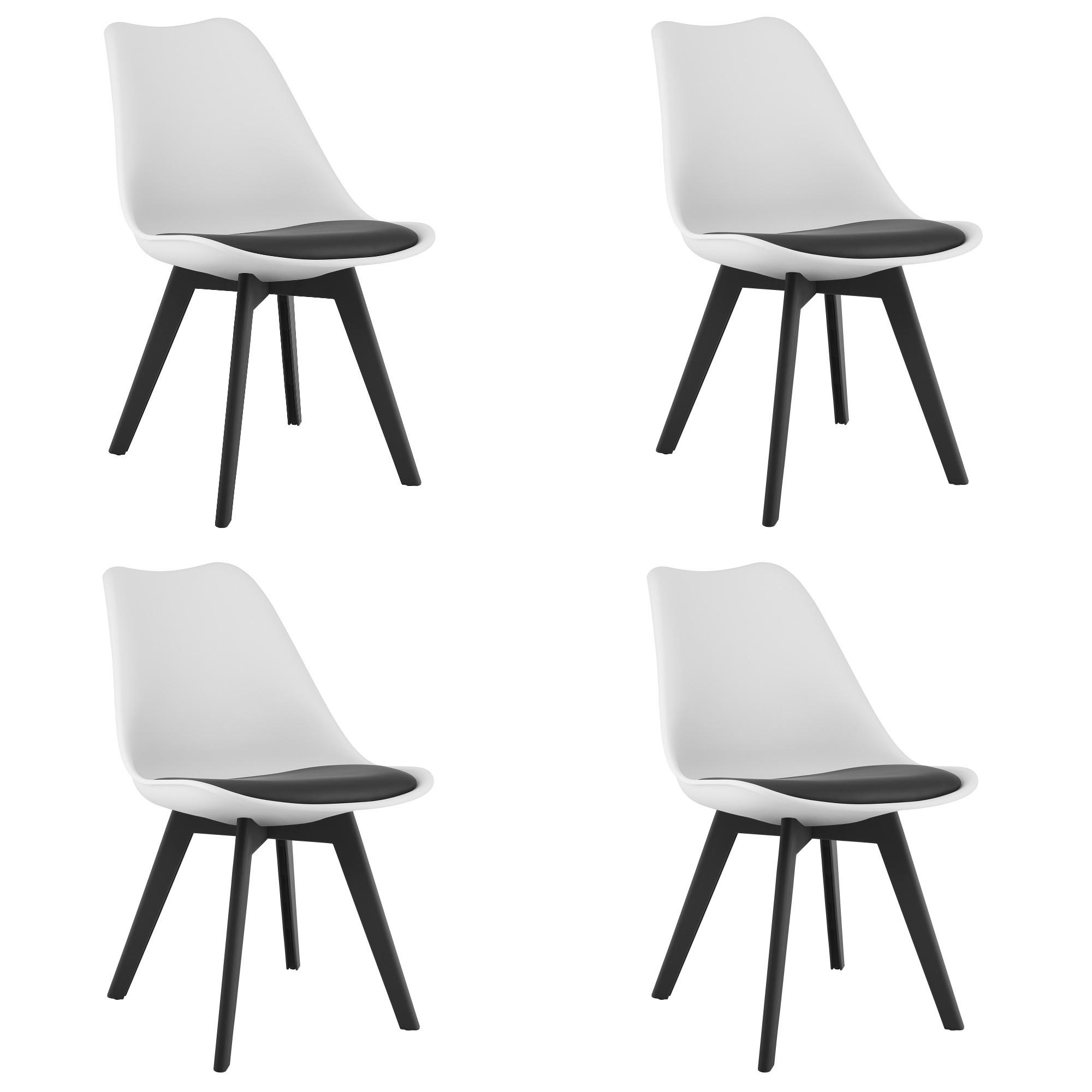 ESSZIMMERSTUHL 4-er Set RIKX Schwarz-weißer Sitz, schwarze Beine - Schwarz, Kunststoff (49/82/43cm) - Valora