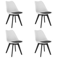 ESSZIMMERSTUHL 4-er Set RIKX Schwarz-weißer Sitz, schwarze Beine - Schwarz, Kunststoff (49/82/43cm) - Valora