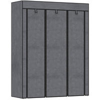 KLEIDERSCHRANK 125/43/162,5 cm dunkelgrau aus Stoff mit 2 Kleiderstangen und 8 Fächern - Dunkelgrau, Textil (43/162.5/125cm) - OKWISH