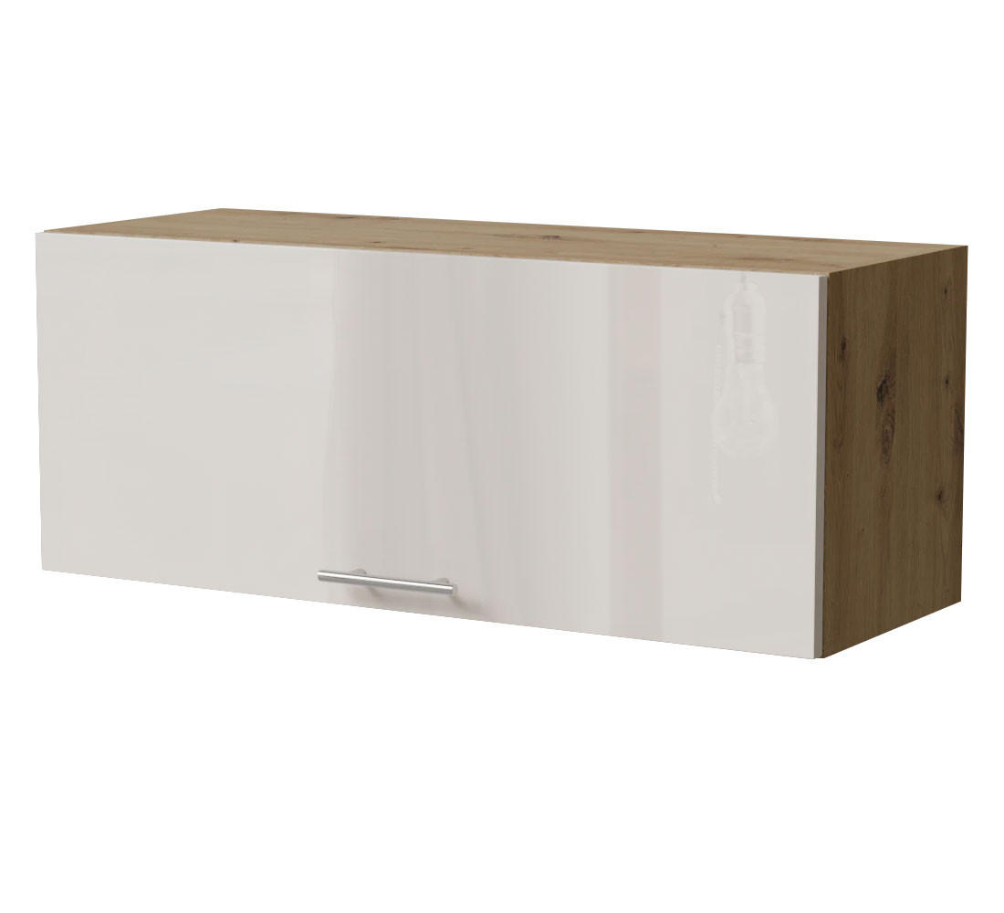KLAPPHÄNGESCHRANK Brerra W4B/90 Eiche Artisan / RAL 9001 creme Hochglanz 90 / 32,5 / 36cm mit Blum Aventos Klappenbeschlag - Creme/Eiche Artisan, Holz/Holzwerkstoff (90/36/32.5cm) - Feldmann-Wohnen