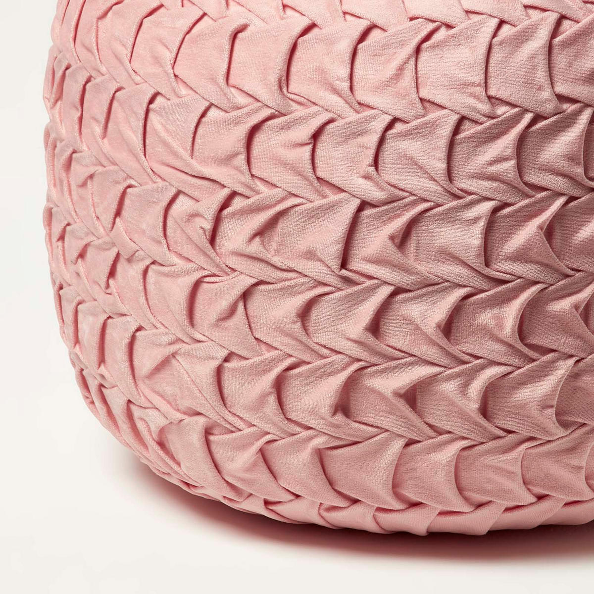 SAMT-POUF Grace rosa, plissiert in Flechtoptik, 50/50/35 cm - Altrosa, Textil (50/35/50cm) - Homescapes