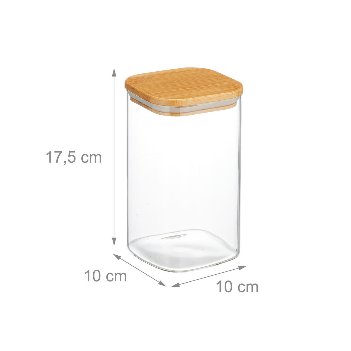 3XVORRATSGLAS - Transparent, Glas/Holz (10/17.5/10cm) - Relaxdays