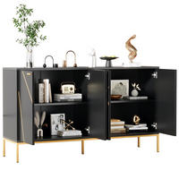 SIDEBOARD 150/80/40 cm Schwarz aus Spanplatte und MDF mit verstellbarem Einlegeboden - Schwarz, Holzwerkstoff (40/80/150cm) - OKMYHOME