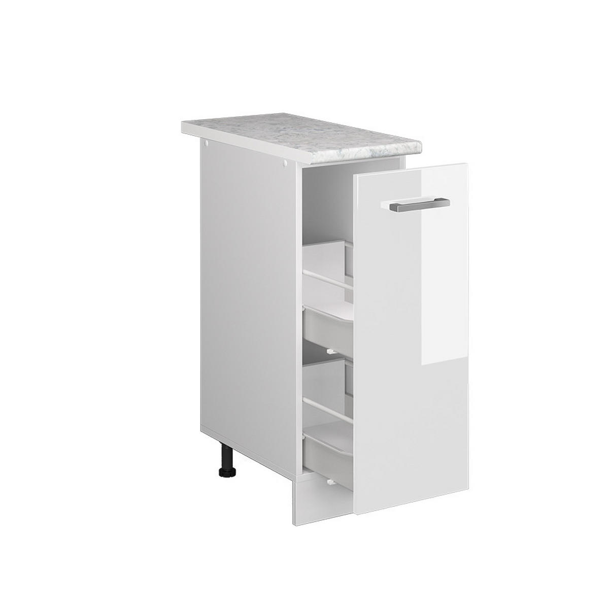 UNTERSCHRANK R-Line Weiß Hochglanz 30 cm mit Tür, mit Arbeitsplatte - Weiß Hochglanz/Weiß, Holzwerkstoff (30/81.6/60cm) - Vicco