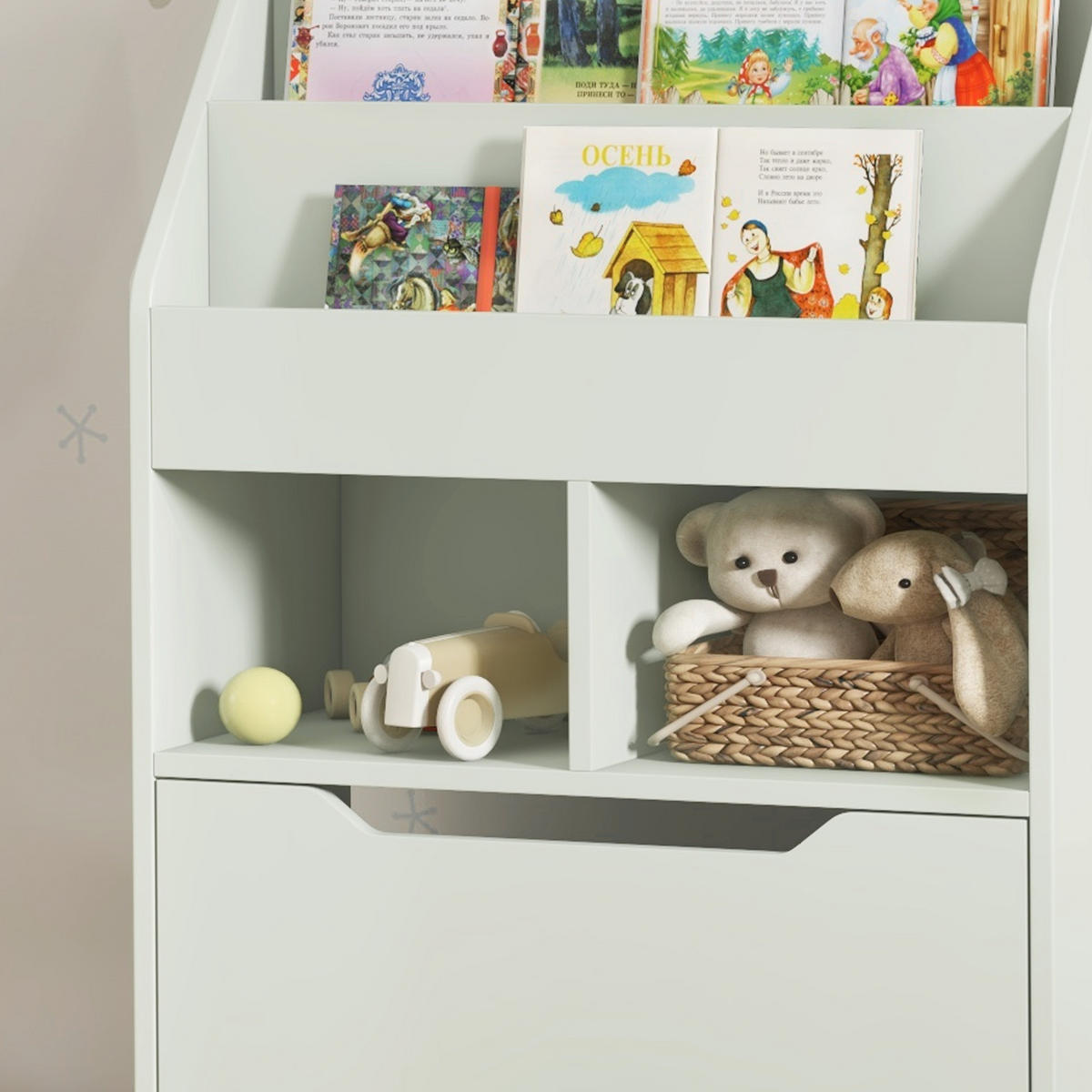 KINDERREGAL DE-09553 1 Schublade & 3 Fächer Grün - Grün, Holzwerkstoff (60/90/29.9cm) - ComfortXL