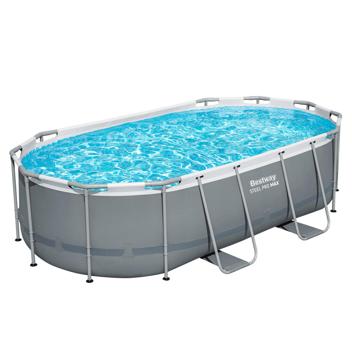 POOL Bestway 56620 Power Steel Frame Set in grau 427 x 250 x 100 cm mit Filterpumpe - Grau, Kunststoff/Metall (427/100/250cm)