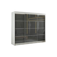 SCHIEBETÜRENSCHRANK TIPI III - Weiß/Grau, Holzwerkstoff (250/215/61cm) - Meblini