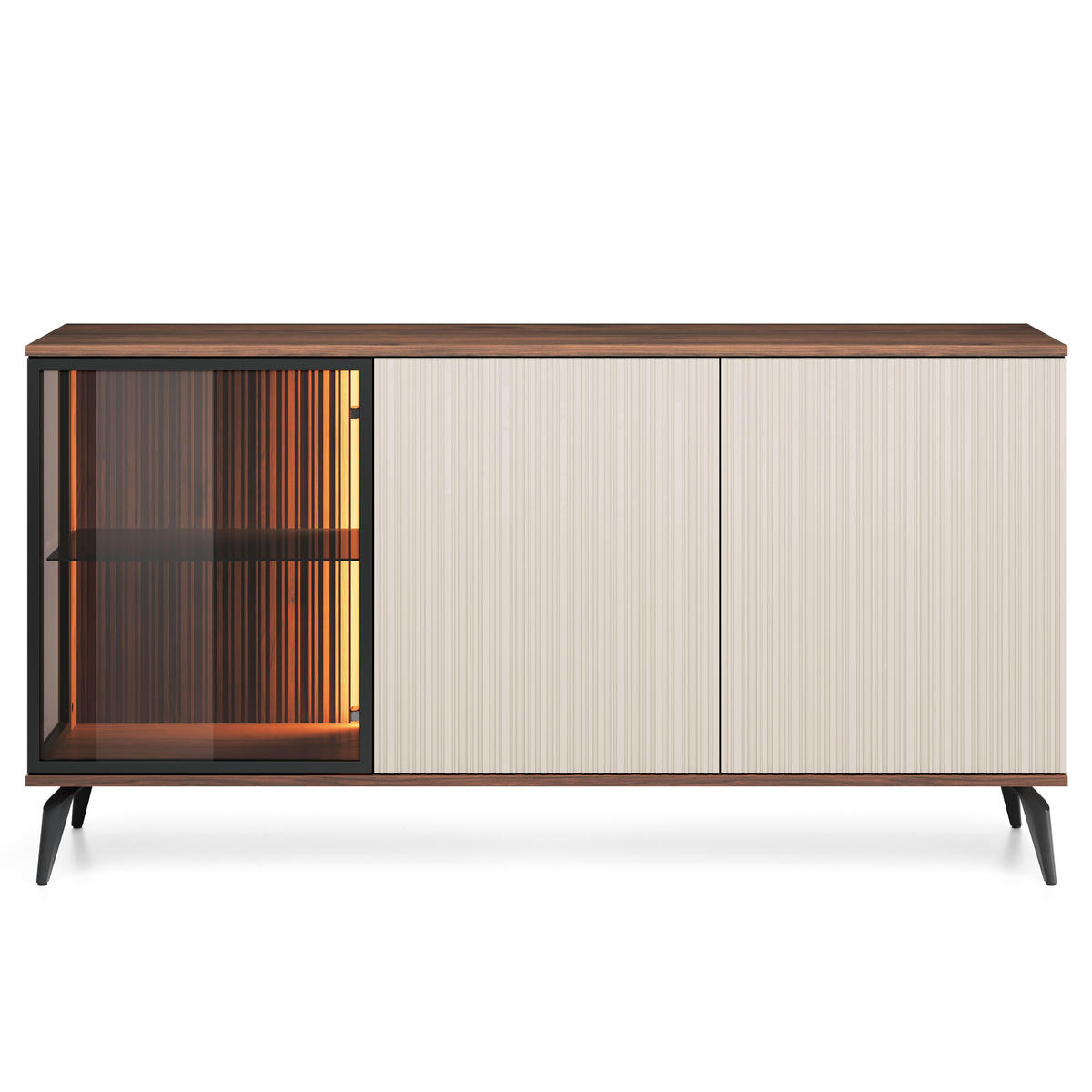 SIDEBOARD TRAMONTO 154/80/39cm 3 Türen Nussbaumfarben - Kaschmir/Nussbaumfarben, Holzwerkstoff (154/80/39cm) - MASSENO