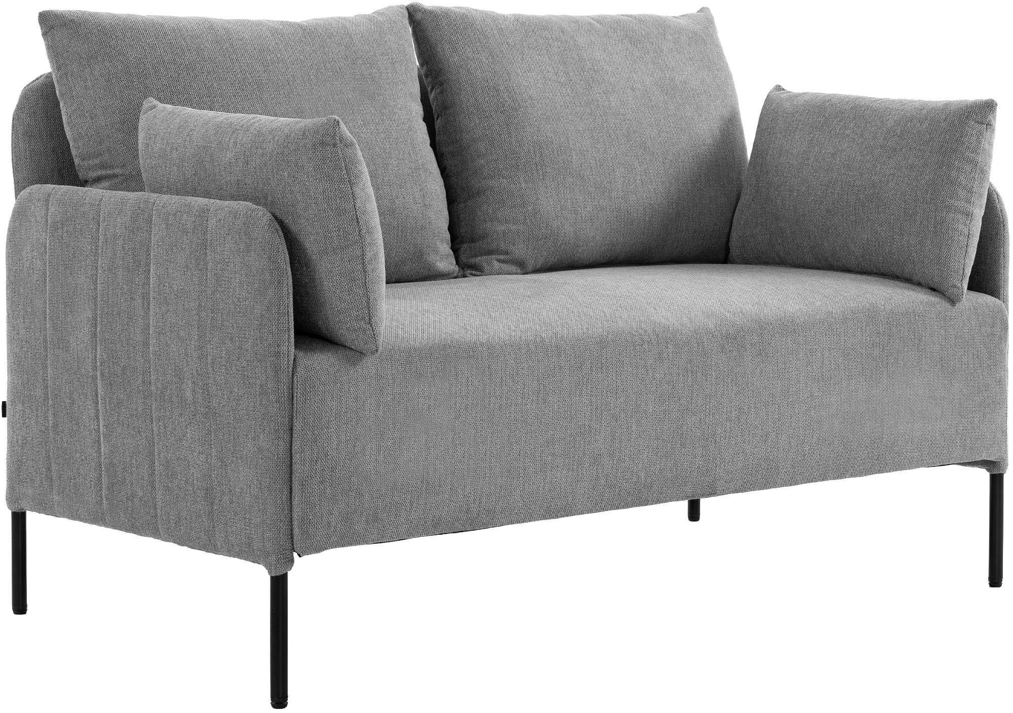 COUCH Bernd 2-Sitzer Stoff 131x79x79cm Stoff Hellgrau Sofa - Hellgrau, Kunststoff (131/79/79cm) - DELUKE