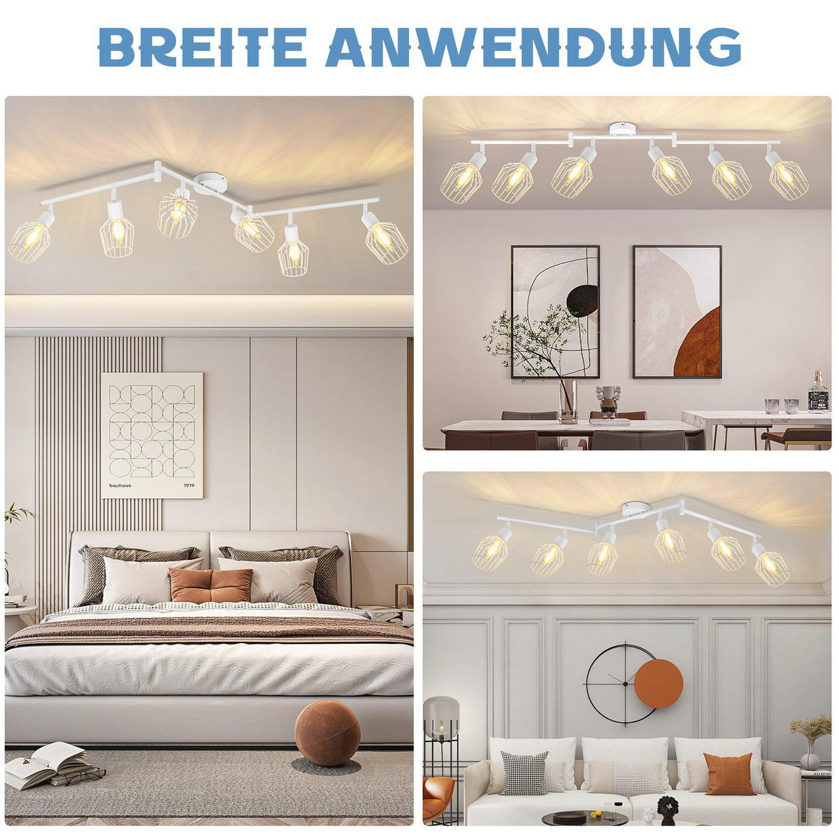 STRAHLER Franziska 6-flammig 122/20/10 cm - Weiß, Metall (122/20/10cm) - Nettlife