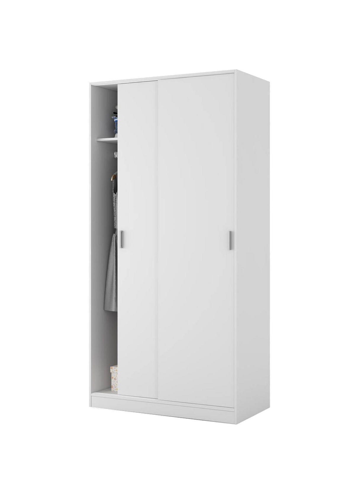 KLEIDERSCHRANK 2 TÜREN Weiß 50/100/200 cm - Weiß, Holzwerkstoff (100/200/50cm) - DMORA