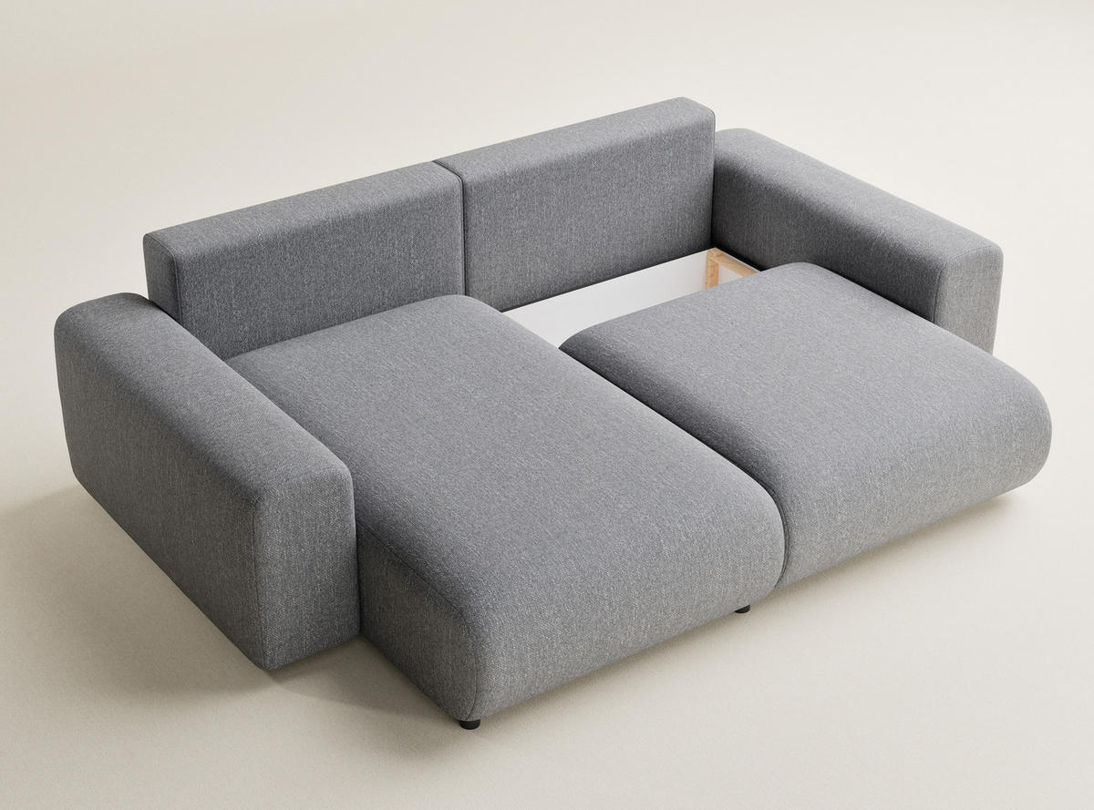 ECKSOFA MIT SCHLAFFUNKTION Solo Grau Webstoff - Schwarz/Grau, Holz/Holzwerkstoff (255/168cm) - Maison de Reve