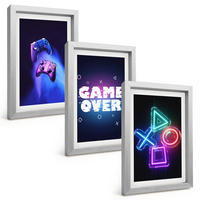 BILDER SET 3er Set - 20x30 cm Silberner Rahmen - Game Over Gamepads - Silberfarben, Kunststoff (20/30cm) - TULUP