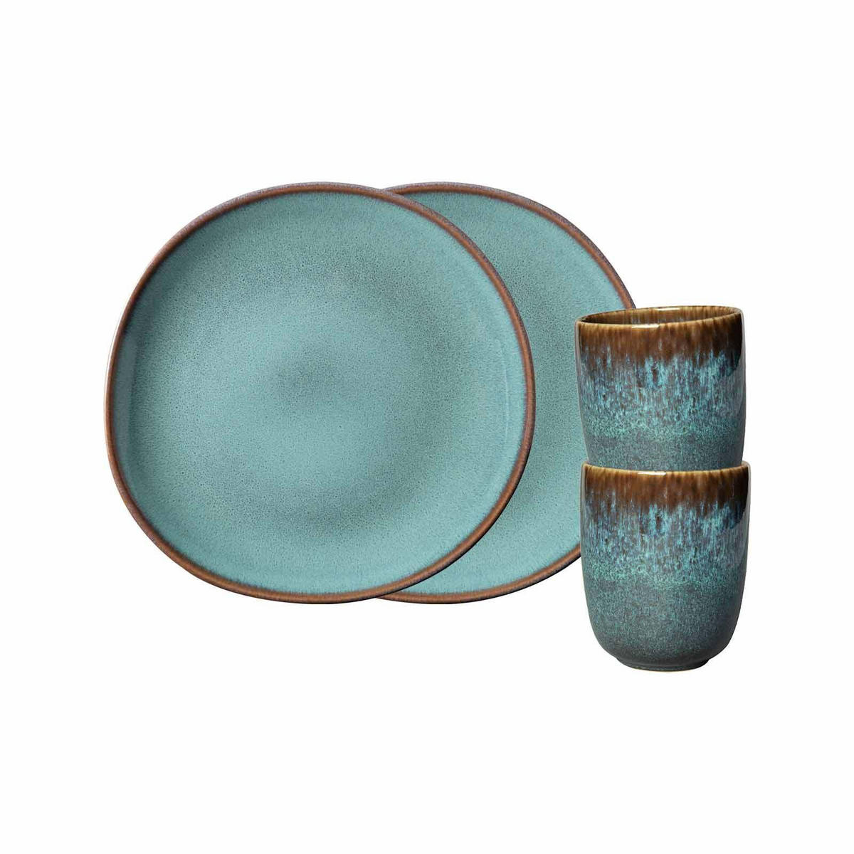 FRÜHSTÜCKS-SET Lave glacé 4er Set - Türkis, Keramik (1/1/1cm) - like.Villeroy & Boch