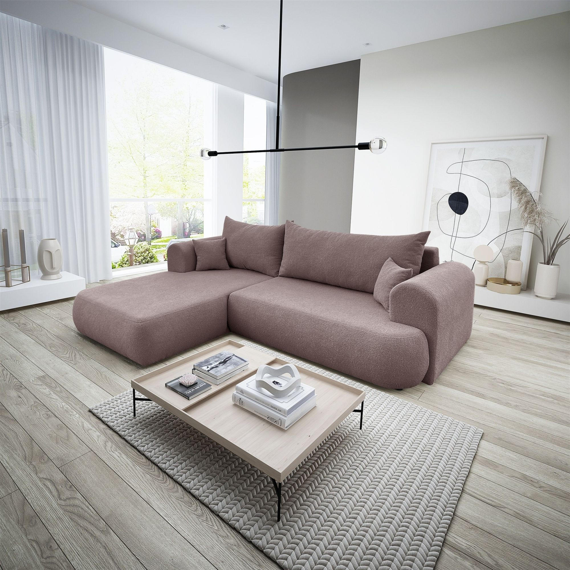 ECKSOFA Anike In Now Or Never - Altrosa, Holzwerkstoff/Textil (260/173cm) - Fun Möbel