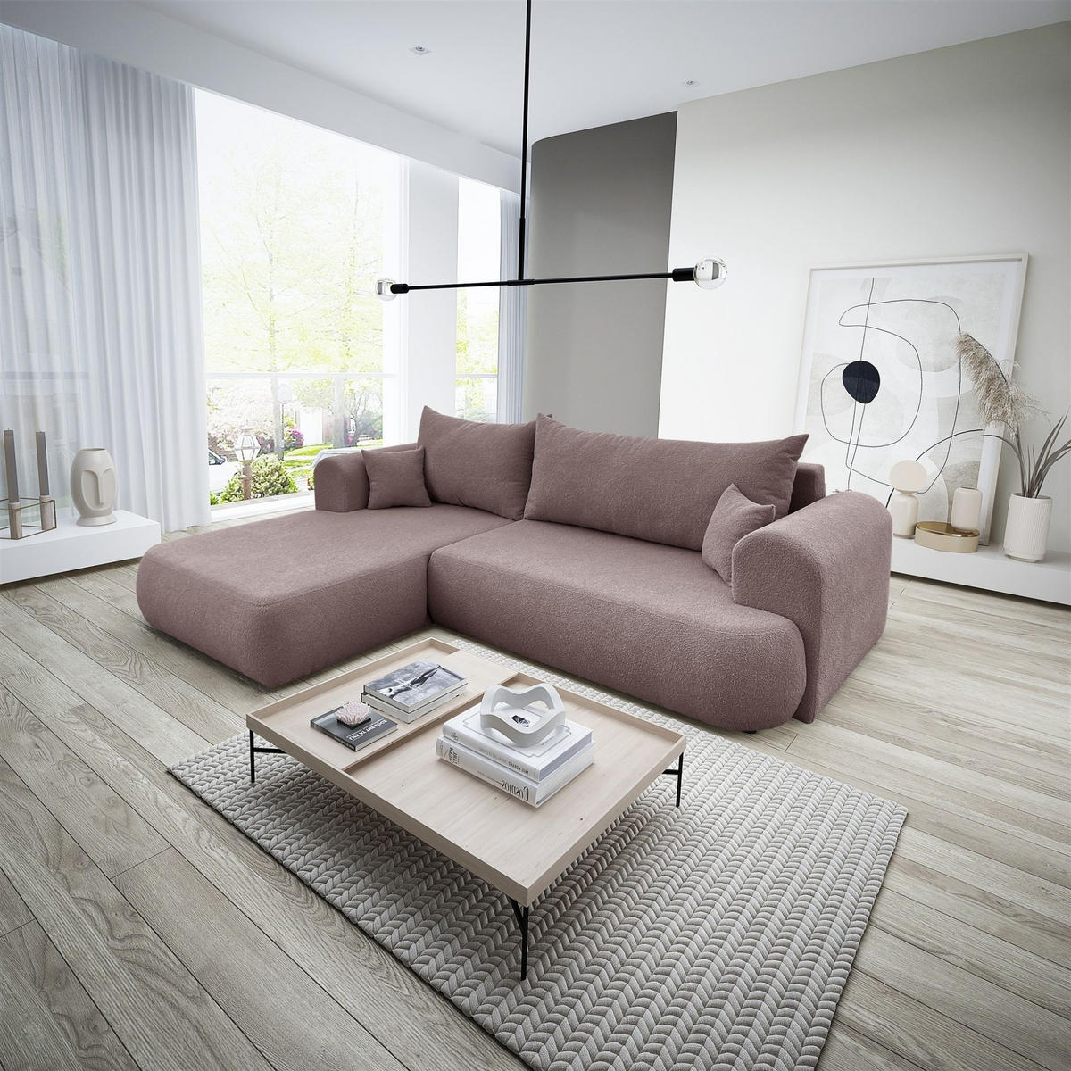 ECKSOFA Anike In Now Or Never - Altrosa, Holzwerkstoff/Textil (260/173cm) - Fun Möbel