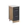 KÜCHENUNTERSCHRANK R-Line Schwarz Beton 40 cm AP Marmor - Eiche Wotan/Schwarz, Holzwerkstoff (40/81.6/60cm) - Vicco