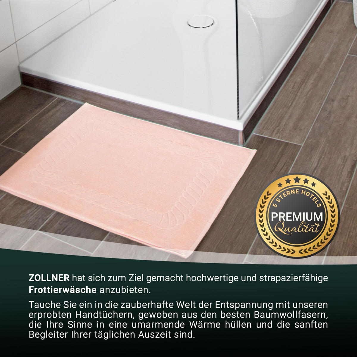 BADEMATTE, 2er-Set, 50x70 cm, 100% Baumwolle, Rosa - Orange, Textil (50/70cm) - Zollner