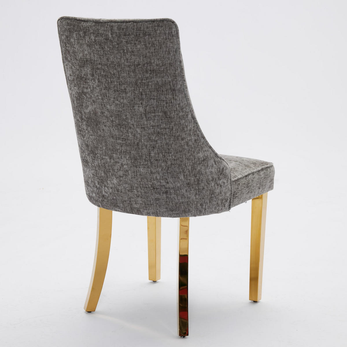 ESSZIMMERSTUHL 2er-Set aus Chenille mit Goldbeinen, Grau - Grau, Textil (65/95/50cm)