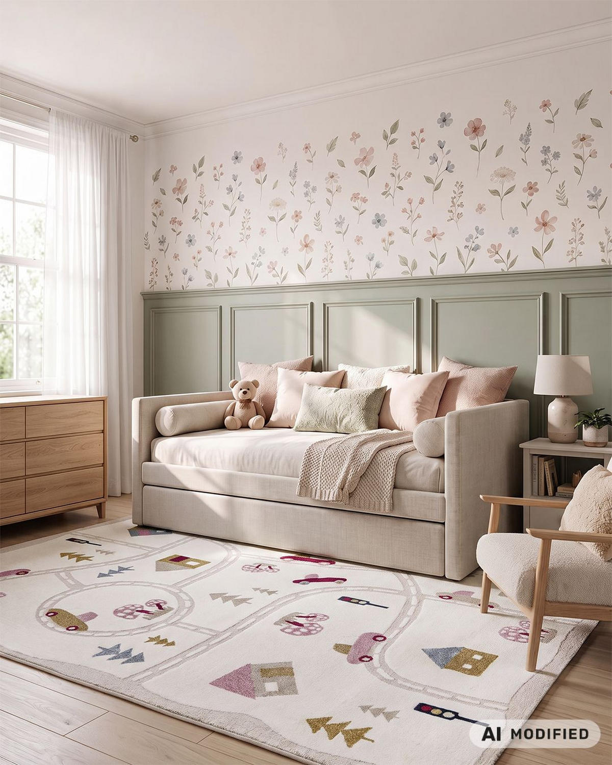KINDERTEPPICH Alora Avenida Mazovia 160x230cm Creme Rosa Straßen Kurzflor - Pink, Textil (160/230cm) - Mazovia