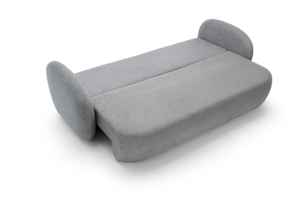 SOFA OLIO Mit Schlaffunktion Und Bettkasten, Bonell-Taschenfederung, Aragon-Stoff, lose Rückenkissen, freistehend, 238x101x86 cm Grey - Grau, Holz/Textil (238/86/101cm) - DomoHome