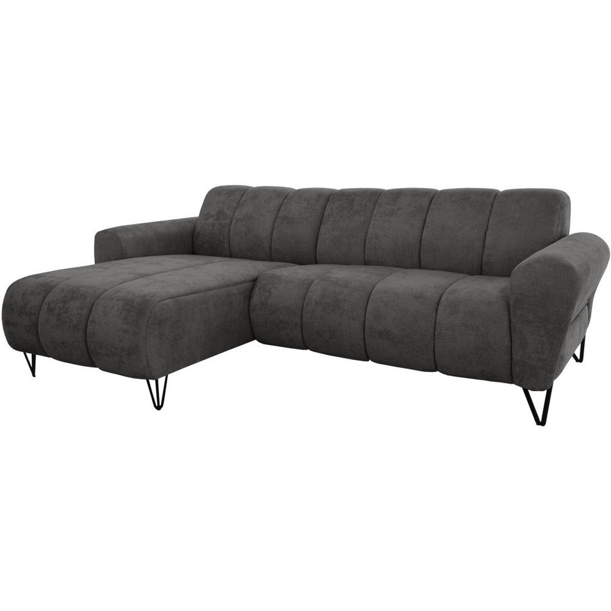 ECKSOFA Volare Mini ohne Schlaffunktion dunkelgrau, links, Storm-Stoff - Dunkelgrau/Schwarz, Textil/Metall (256/165cm) - Beautysofa