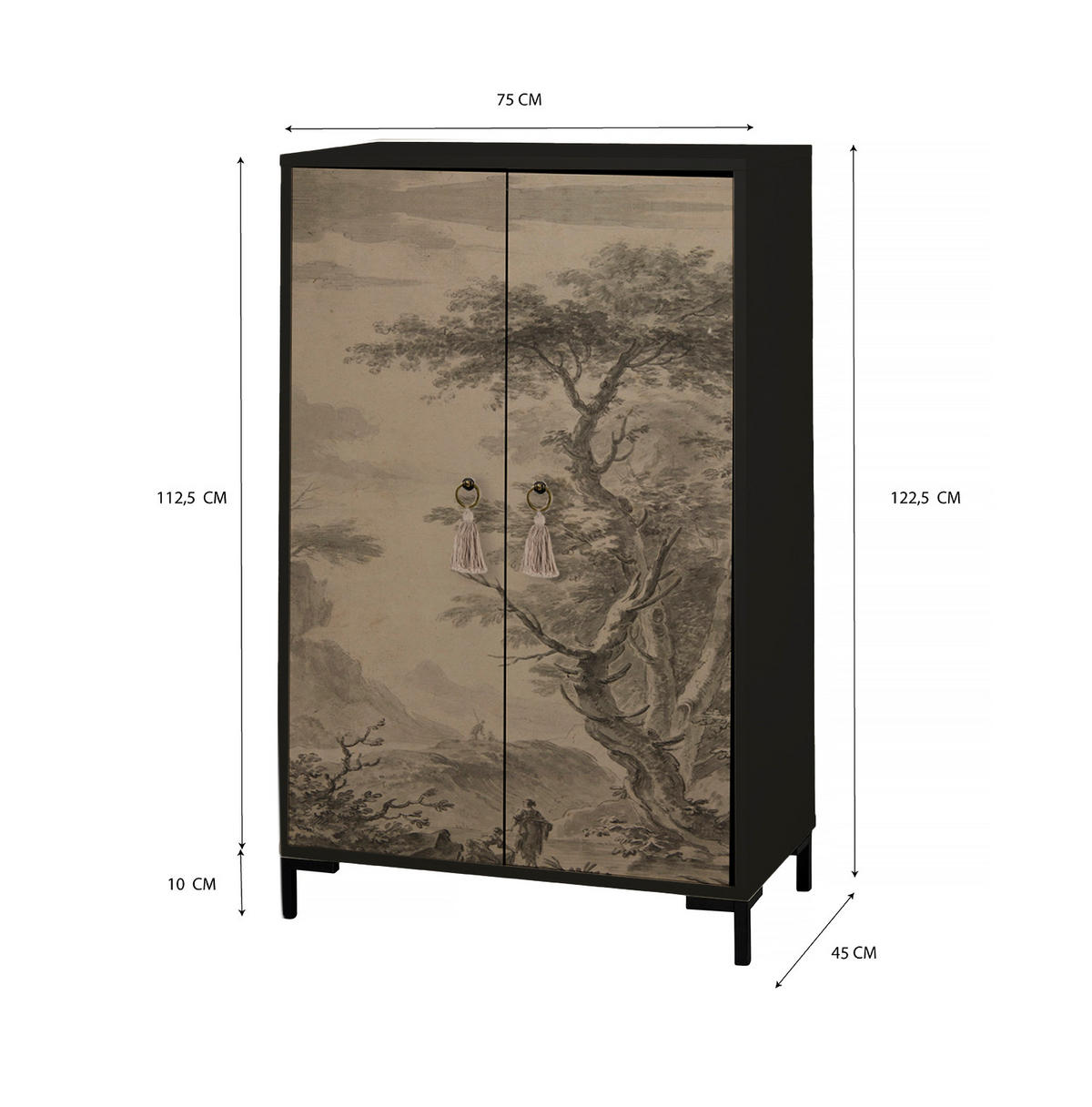 SIDEBOARD aus MDF mit 2 dekorativen Türen WALTER - Rot, Holzwerkstoff (45/123/75cm) - RNT By Really Nice Things