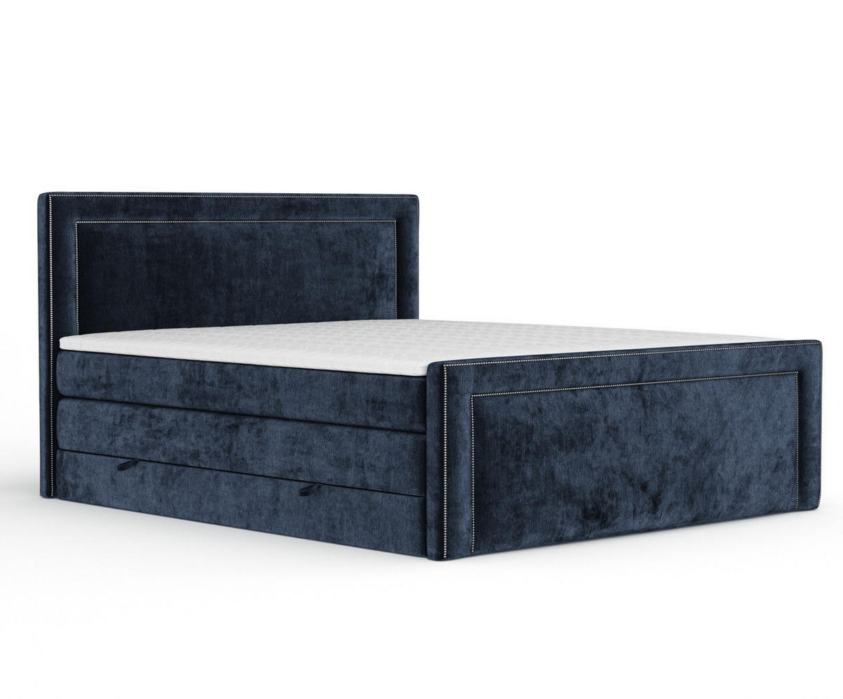 BOXSPRINGBETT Luxora Marineblau 180/200 cm - Schwarz/Dunkelblau, Holz/Holzwerkstoff (180/200cm) - Maison de Reve