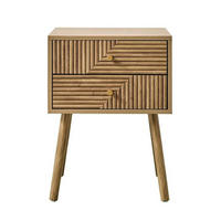 NACHTTISCH 2 Schubladen mit Fronten in Lamellenoptik in L-Form Eden 60/45/39 cm - Eschefarben, Holzwerkstoff (39/60/45cm) - Calicosy
