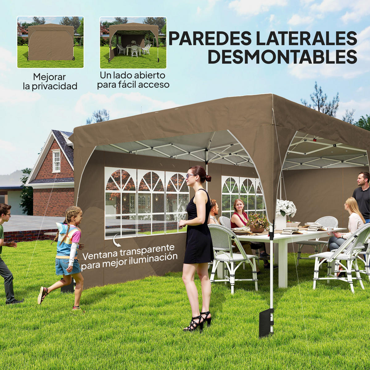 PAVILLON, UPF 50+, zentralem Verriegelungssystem, wasserdicht, 6x3m,beige - Beige, Metall (300/275/595cm) - Vallsero