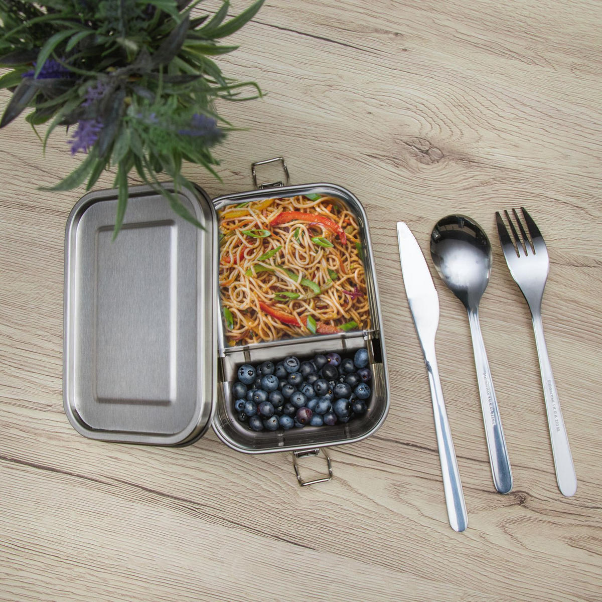 LUNCHBOX BROTDOSE Edelstahl 17/12/6 cm - Silberfarben, Metall (12/6/17cm) - Intirilife