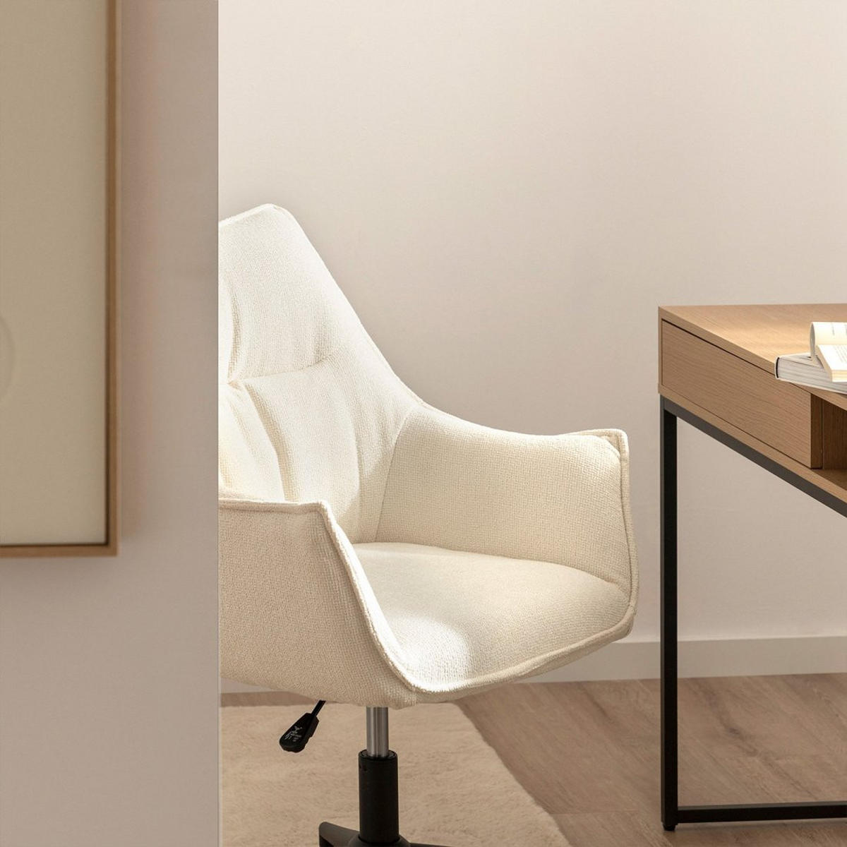 SCHREIBTISCHSTUHL Holger Beige 63 cm x 88-96 cm - Beige, Metall (63/88/63cm)