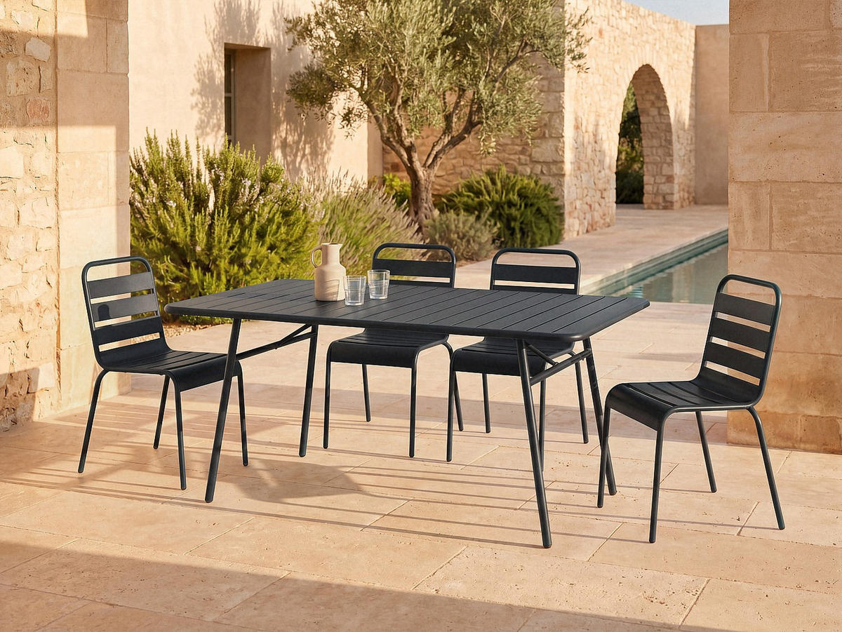 GARTENTISCH - 4 Personen, 6 Personen - metall - schwarz Mirmande - Schwarz, Metall (80/160/74.5cm) - Vente-Unique