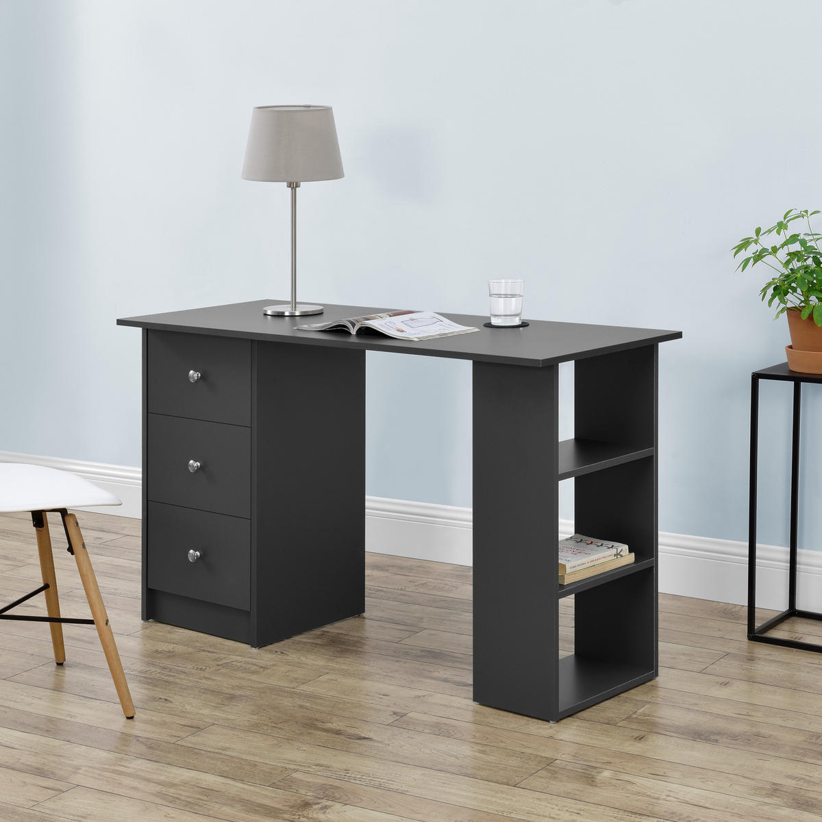 SCHREIBTISCH Lemberg - Dunkelgrau, Holzwerkstoff (49/120/72cm) - [en.casa]