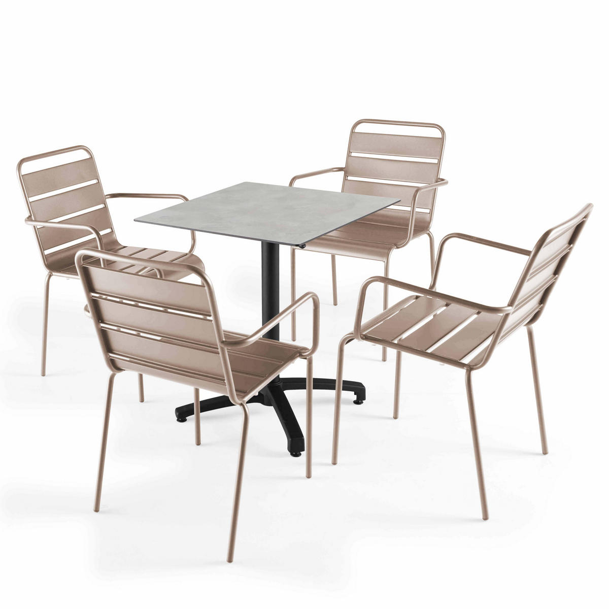 GARTENSET 5-tlg., Hellgrau und Taupe - Taupe, Metall - Oviala