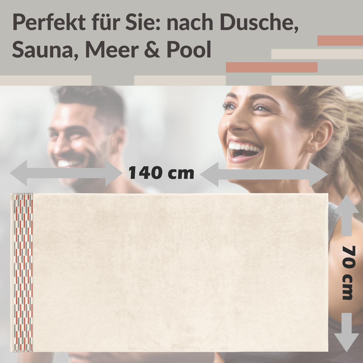 DUSCHTUCH Lugano Natur 2er 70x140 cm - Naturfarben, Textil (70/140cm) - Lashuma