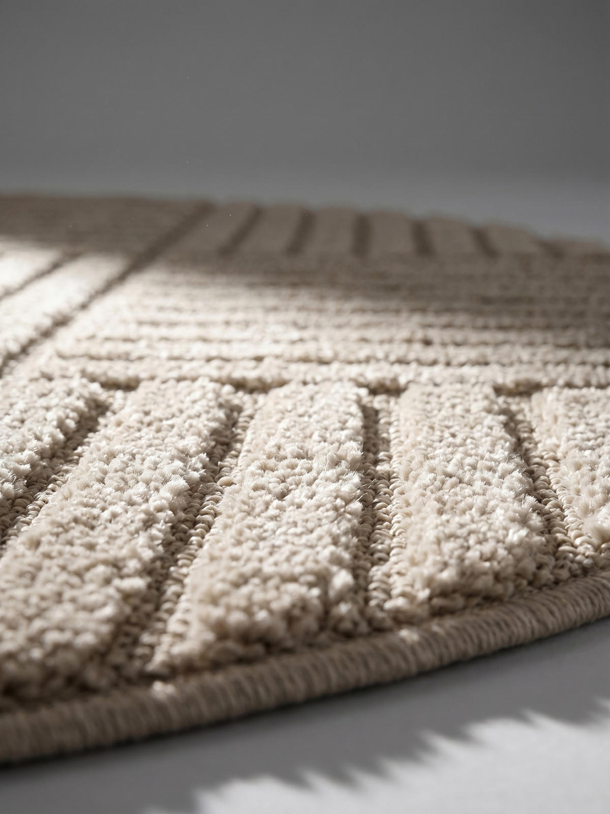 TEPPICH Hochflor RIGI in Beige, mit Cord-Streifen-Patchwork, Ø 160 cm - Beige, Textil (160/160cm) - KADIMA DESIGN