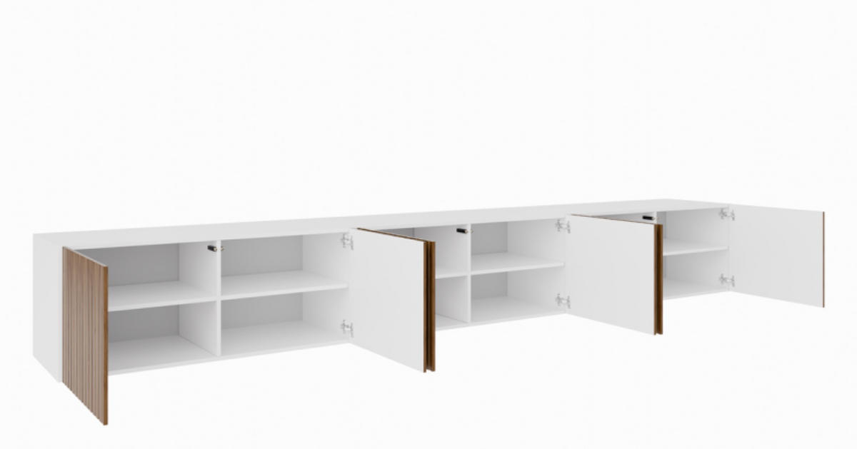 TV-SCHRANK Weiß RIO Geschlossen Gerillt 300 cm - Braun, Holzwerkstoff (300/41/40cm) - Sepro Meble